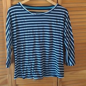 Boden Mariniere Navy and White striped 3/4 sleeve